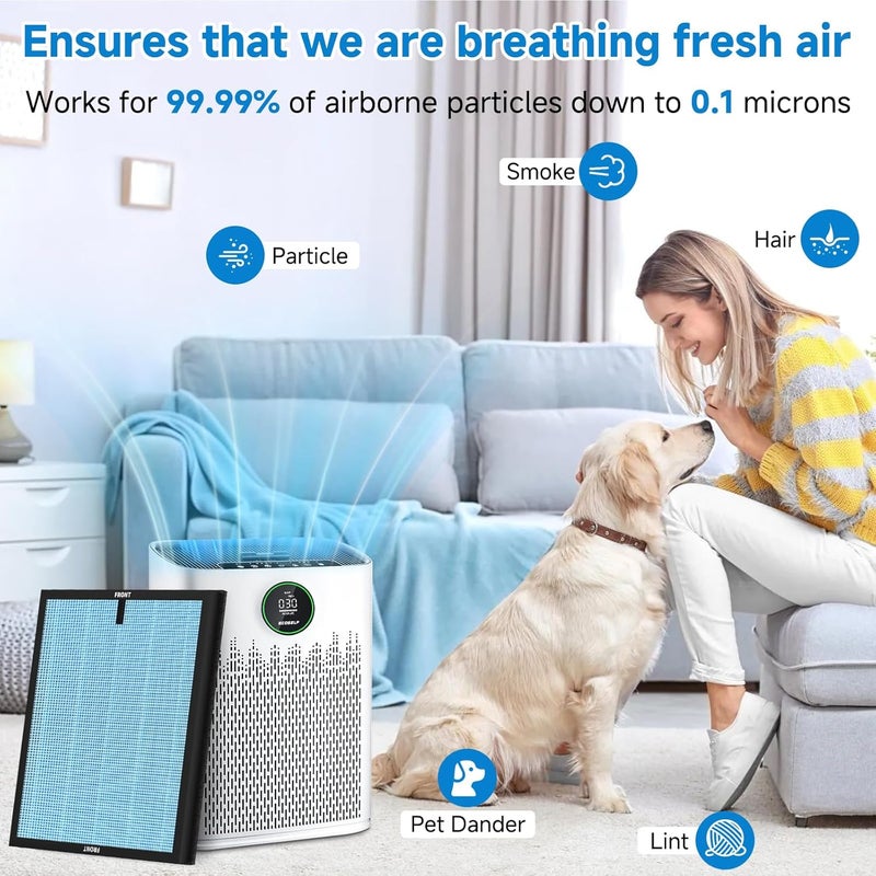 Sinnya 2 Pack HAP603 Replacement Filter Compatible with ECOSELF HAP603 / HAP603WF Air Puri-Fier Filter, Air Puri-fiers Replacement for Home Large Room with Smart Mode, # RFHAP603, Blue - Image 5